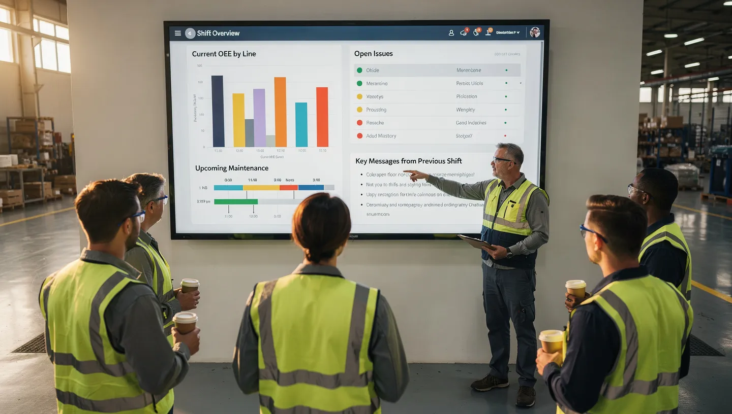 Production metrics and shift-to-shift performance trends dashboard
