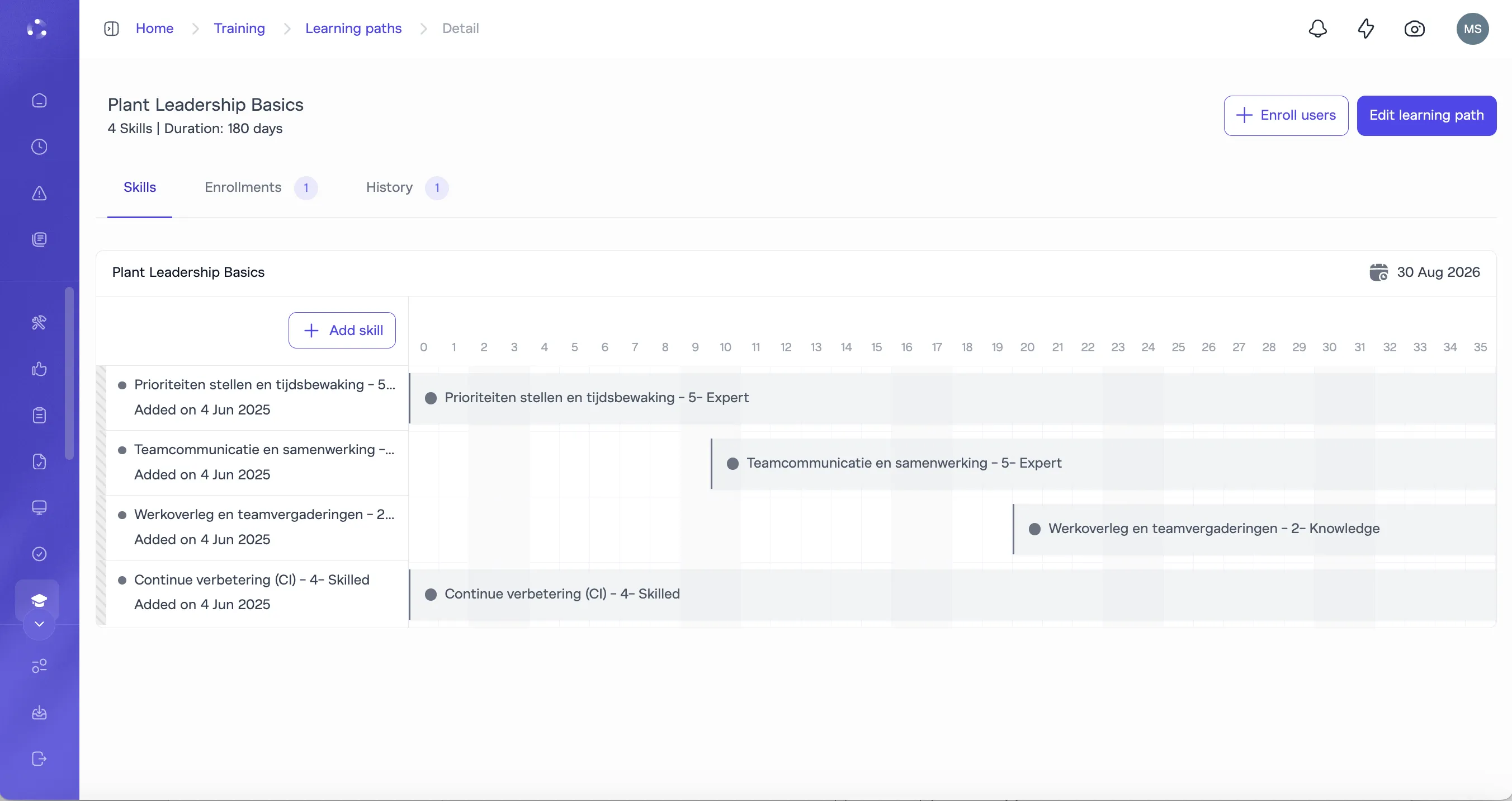 Maecos learning path showing structured onboarding modules and progress tracking