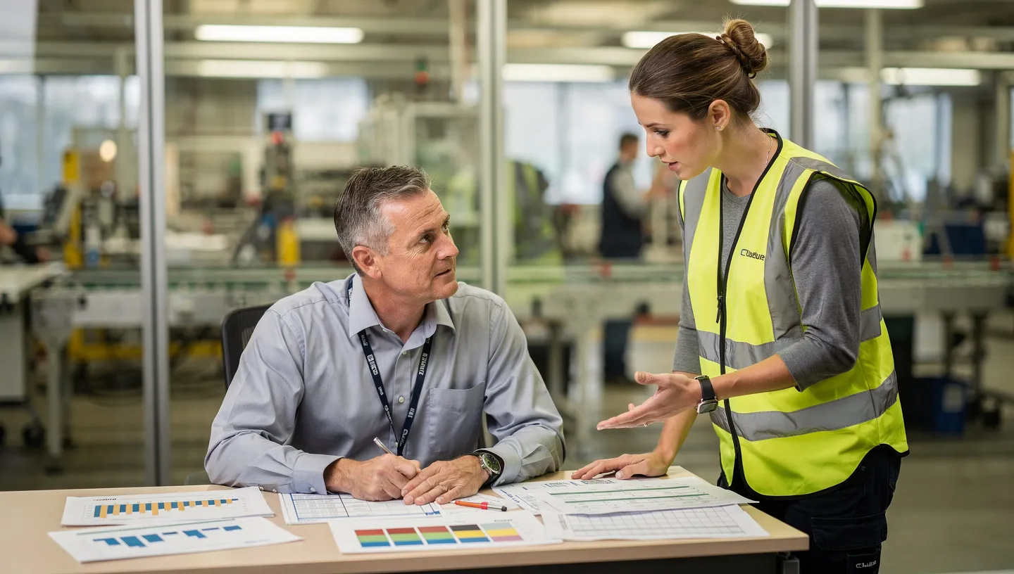 Plant manager and line lead planning workforce skills development together
