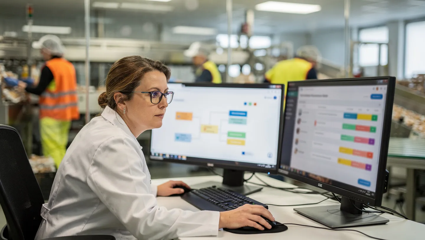 Quality manager reviewing a retraining notification triggered by an SOP update